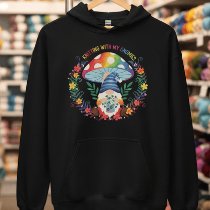 Knitting With My Gnomies Hoodie Black / S