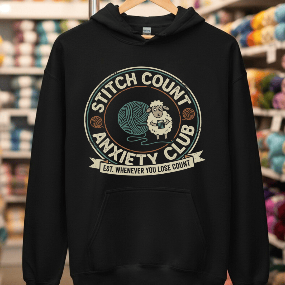 Stitch Count Anxiety Club Hoodie Black / S