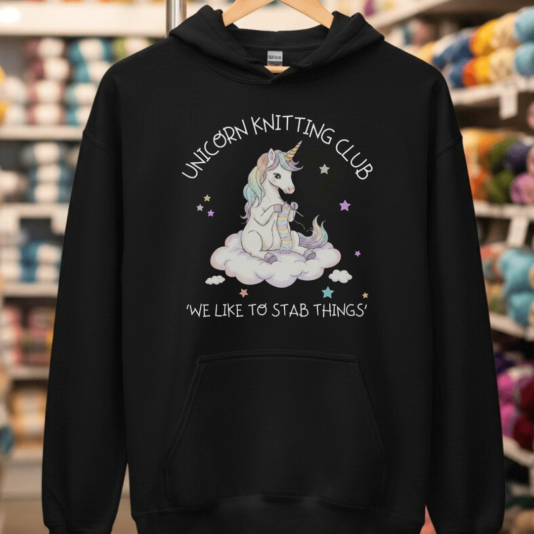 Unicorn Knitting Club Hoodie Black / S