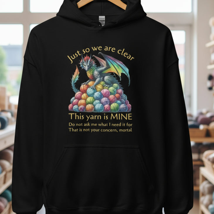 Yarn Dragon with slogan Hoodie Black / S