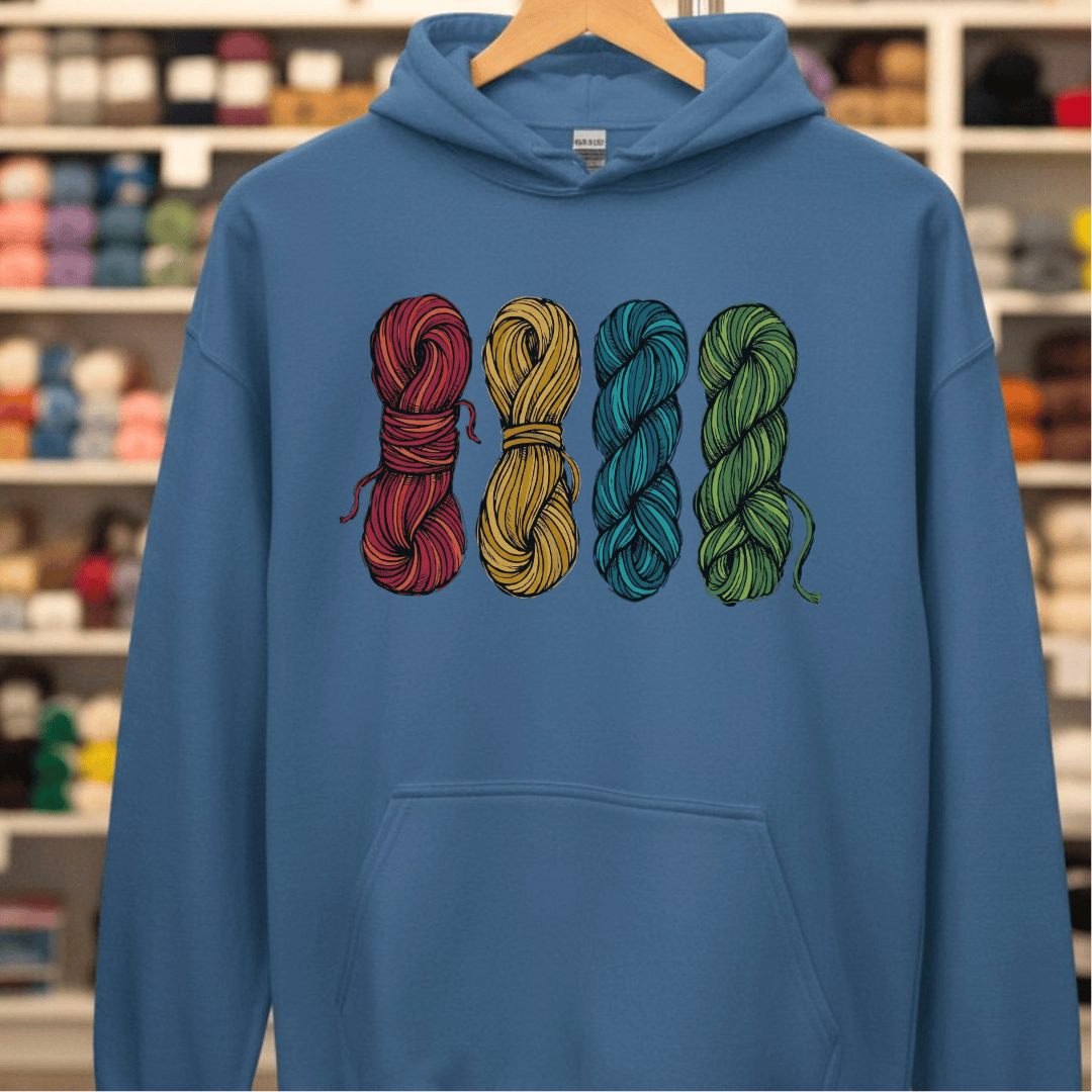 4 Sketched Skeins Hoodie Indigo Blue / S