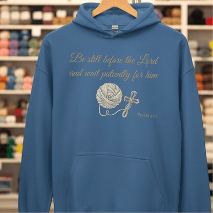 Be Still Psalm 37:7 Hoodie Indigo Blue / S
