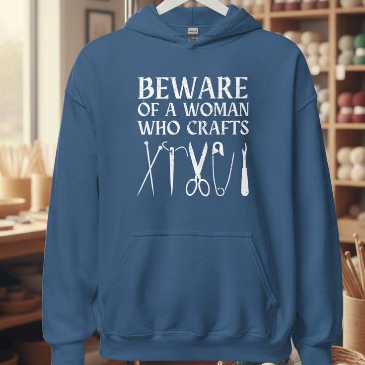 Beware of a woman who Crafts Hoodie Indigo Blue / S