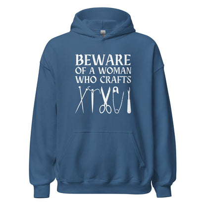 Beware of a woman who Crafts Hoodie Indigo Blue / S