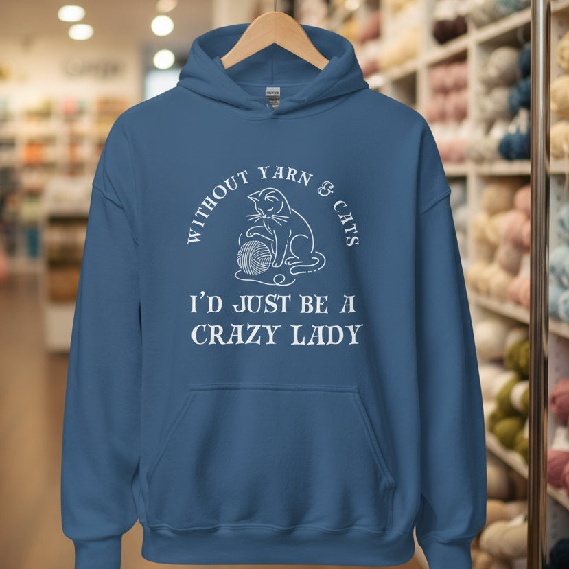 Cats & Yarn Hoodie Indigo Blue / S