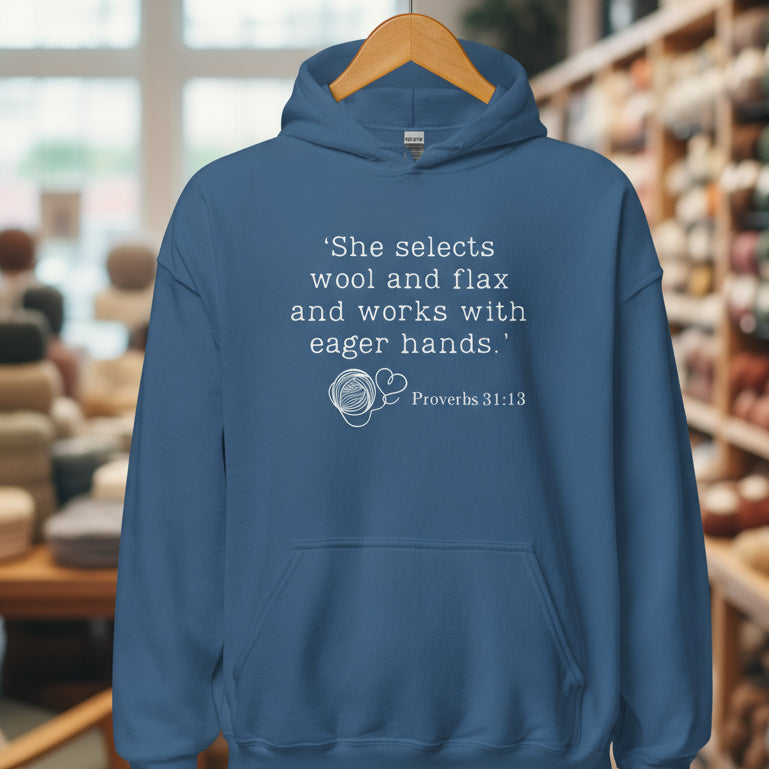Christian Proverb Hoodie Indigo Blue / S