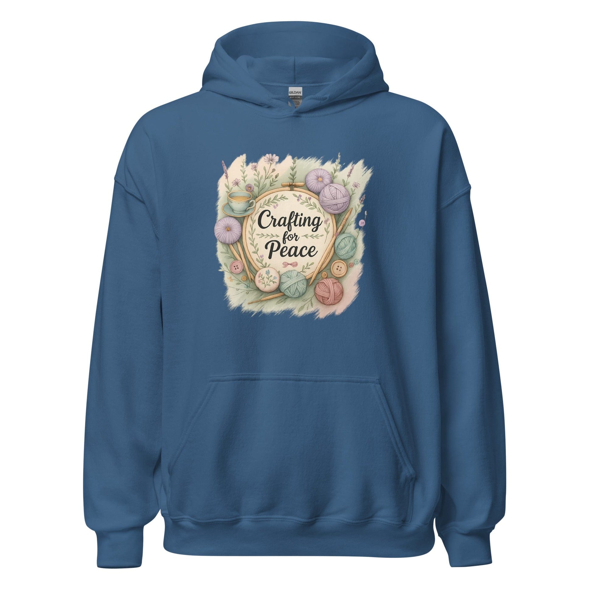 Crafting for Peace Hoodie Indigo Blue / S