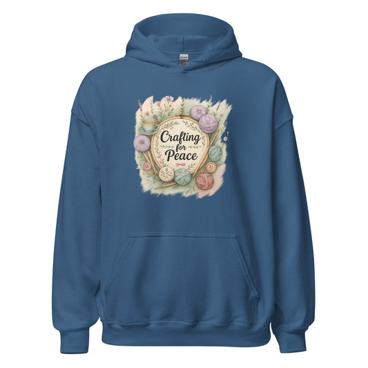 Crafting for Peace Hoodie Indigo Blue / S