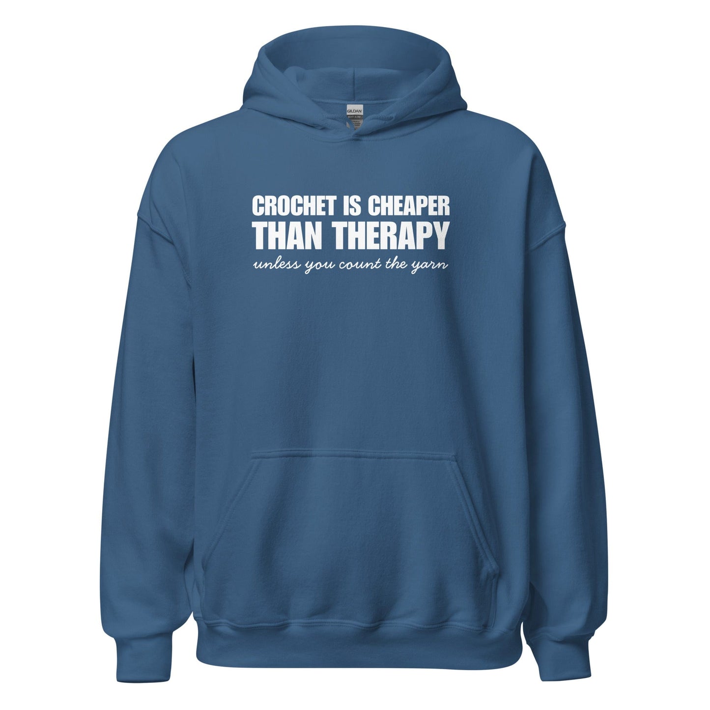 Crocheting is Cheaper Hoodie Indigo Blue / S