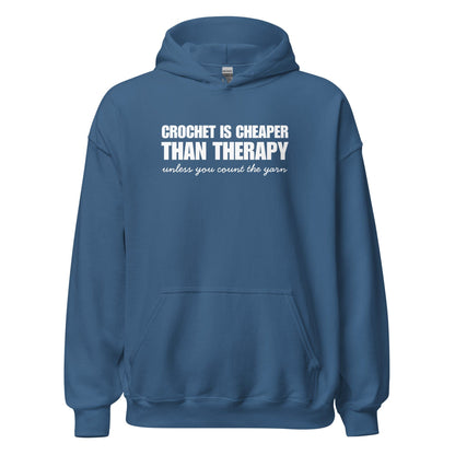 Crocheting is Cheaper Hoodie Indigo Blue / S