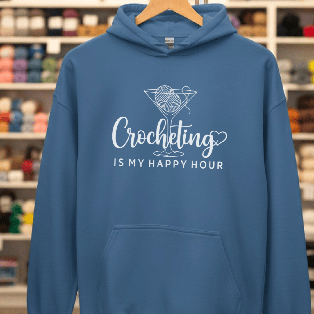 Happy Hour Crocheting Hoodie Indigo Blue / S