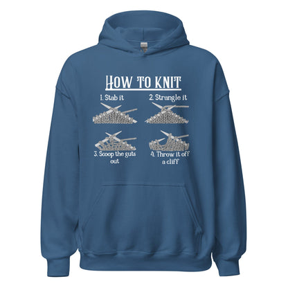 How to Knit Hoodie Indigo Blue / S