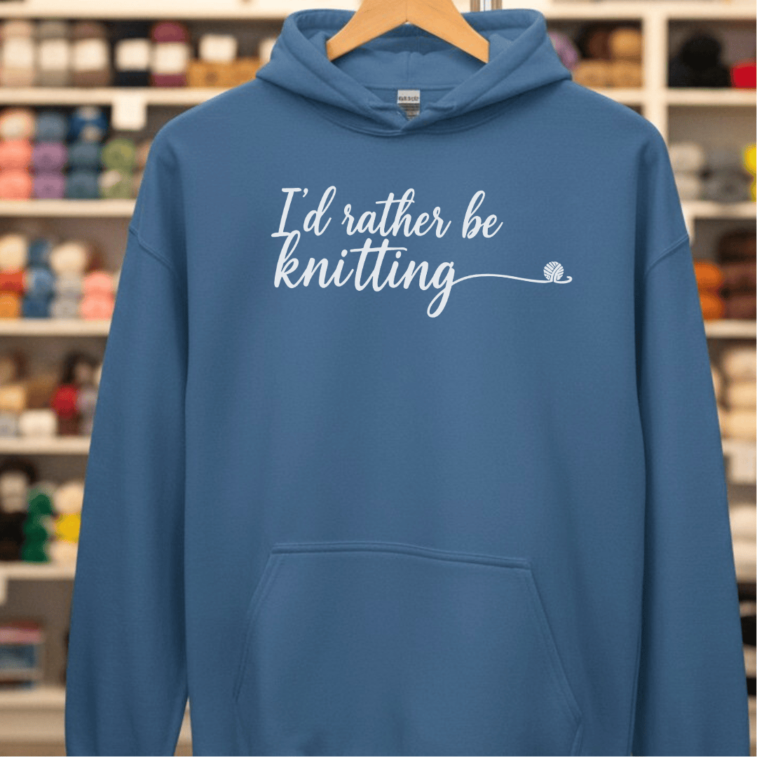 I'd Rather Be Knitting Hoodie Indigo Blue / S