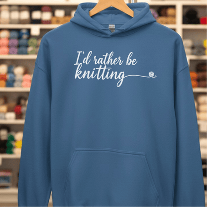 I'd Rather Be Knitting Hoodie Indigo Blue / S