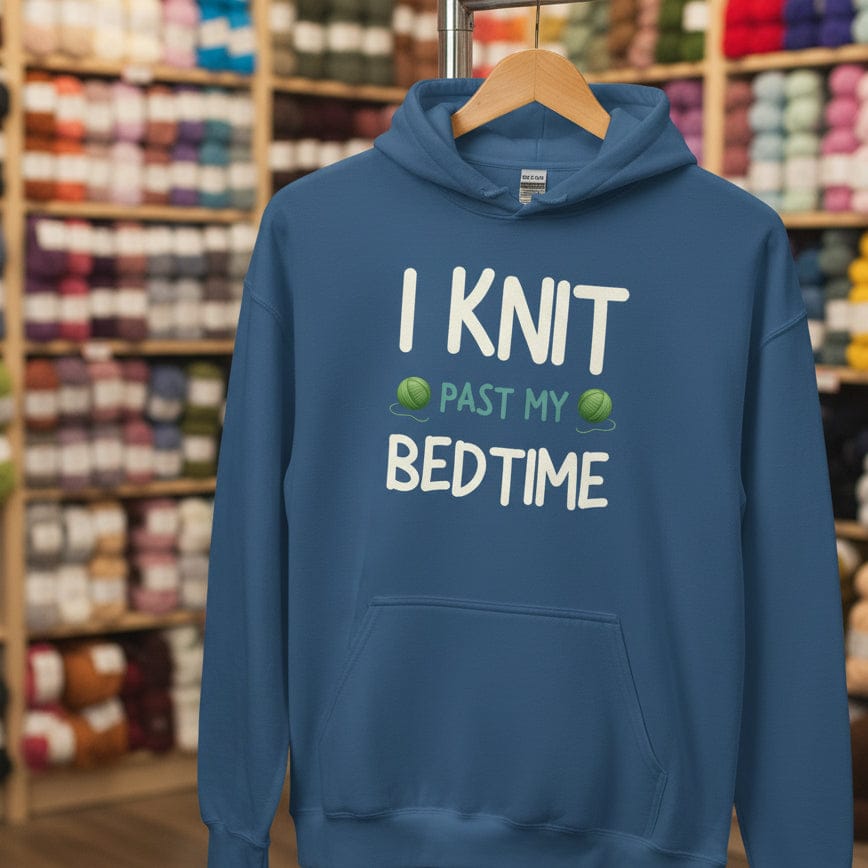 I Knit Past My Bedtime Hoodie Indigo Blue / S
