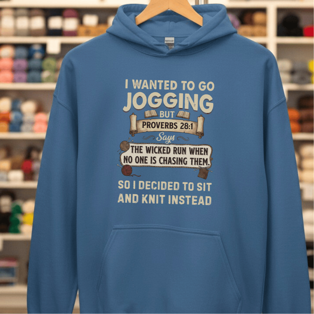 Jogging Proverb 28:1 Hoodie Indigo Blue / S