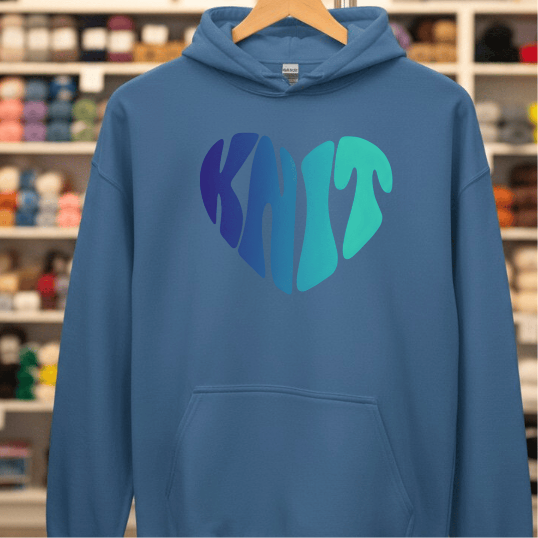 Knit Heart Blues Hoodie Indigo Blue / S