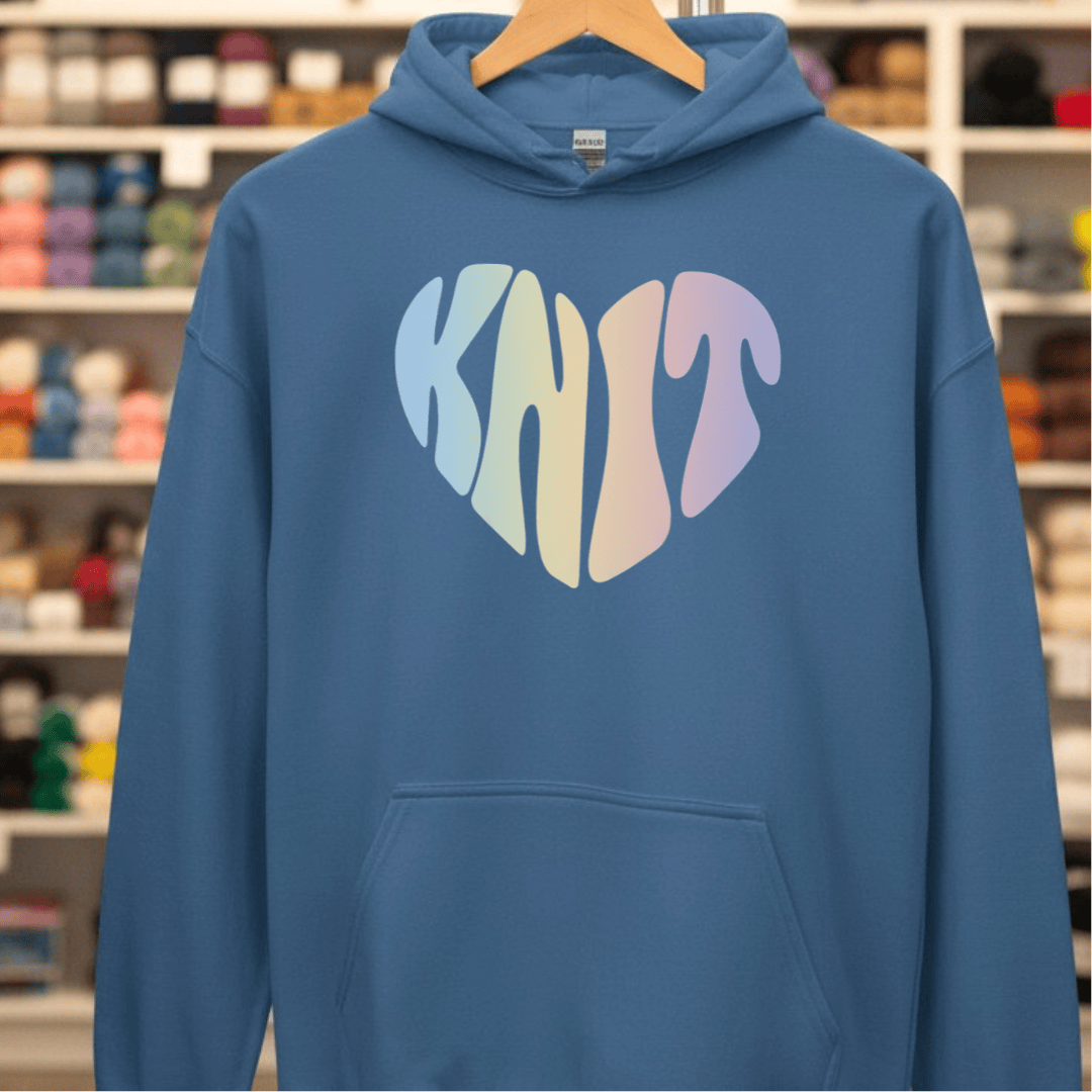 Knit Heart Pastel Hoodie Indigo Blue / S