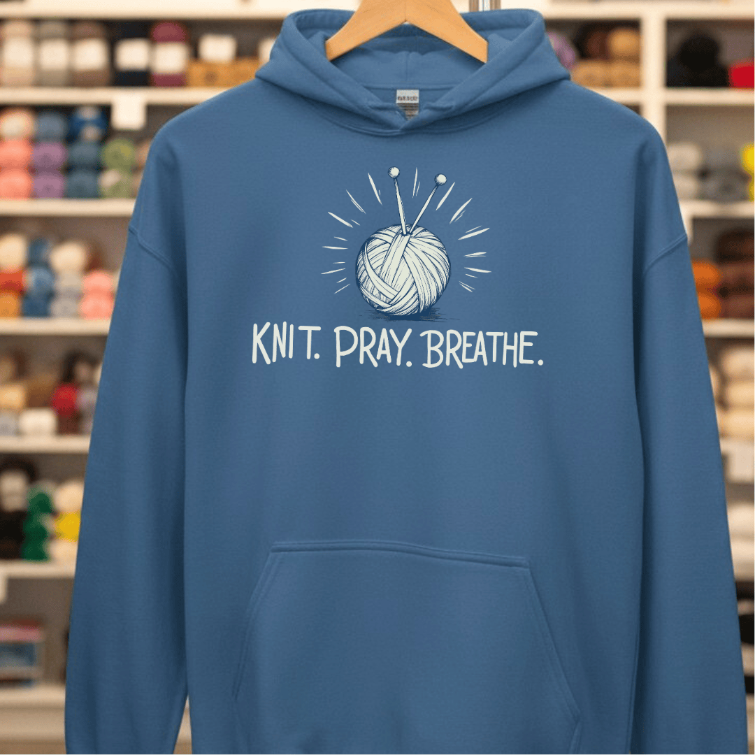 Knit Pray Breathe Hoodie Indigo Blue / S