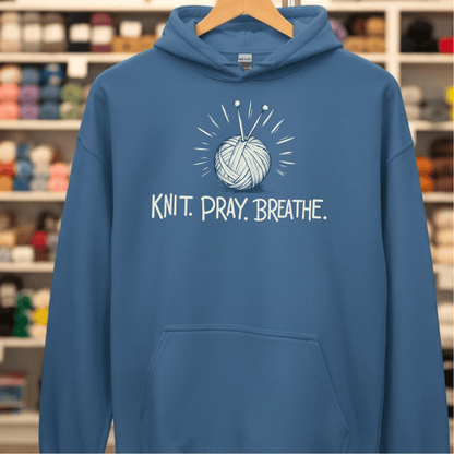 Knit Pray Breathe Hoodie Indigo Blue / S