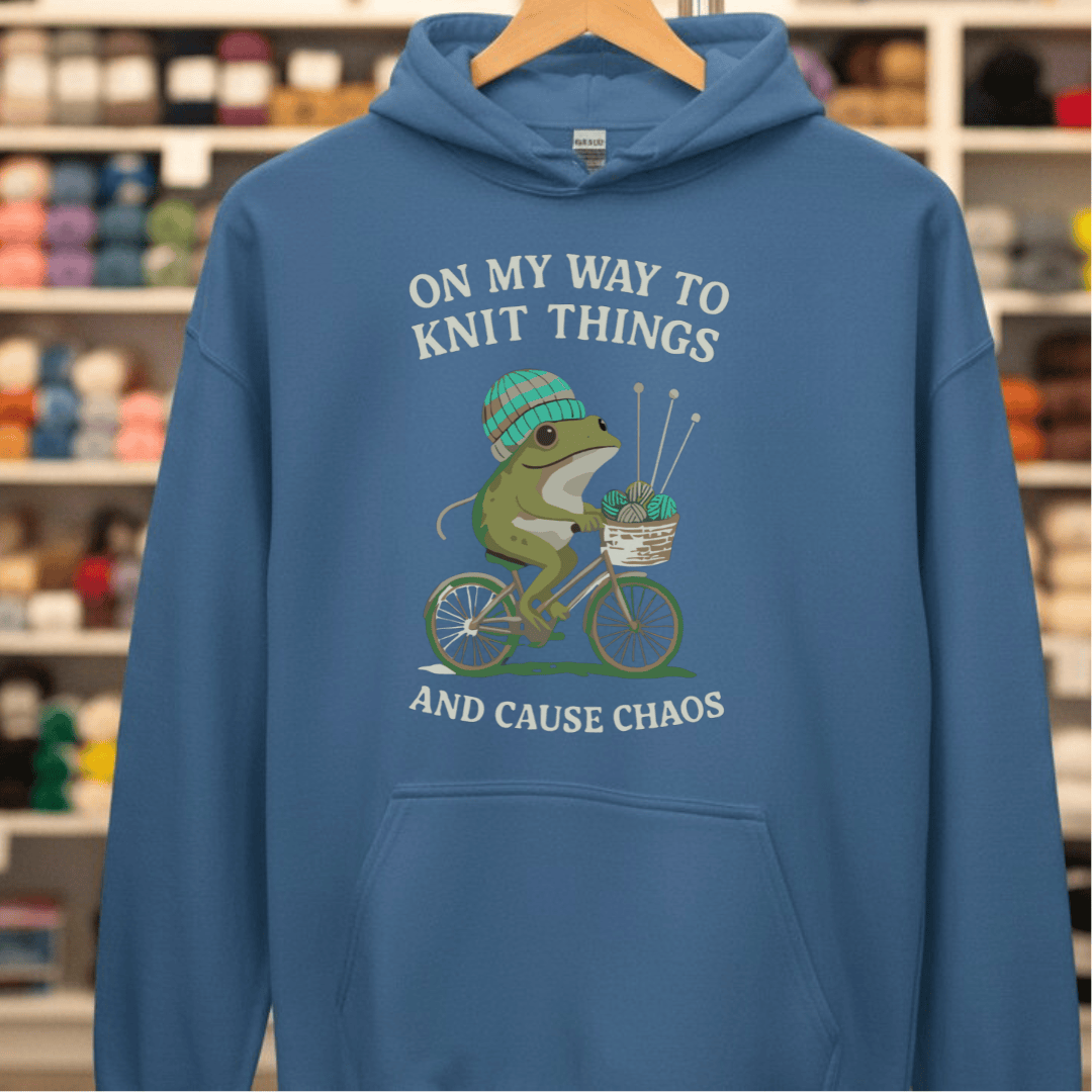 Knitting & Chaos Hoodie Indigo Blue / S