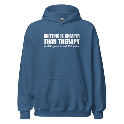 Knitting is Cheaper Hoodie Indigo Blue / S