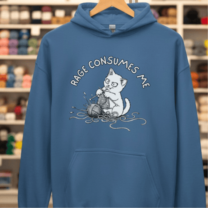Knitting Rage Consumes Me Hoodie Indigo Blue / S