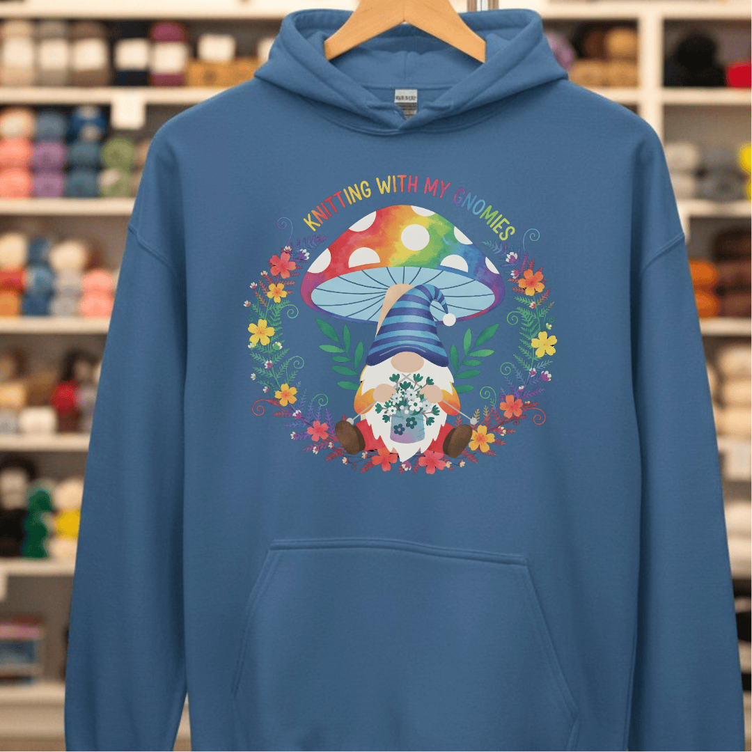 Knitting With My Gnomies Hoodie Indigo Blue / S