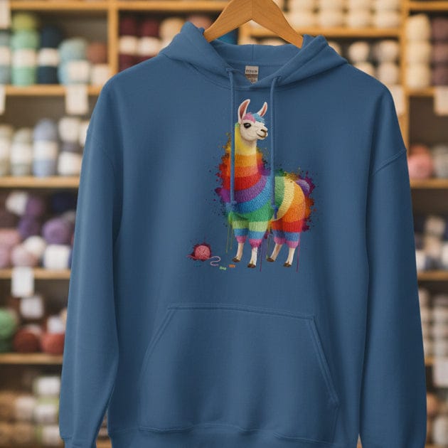 Llama Dye Splash Hoodie Indigo Blue / S