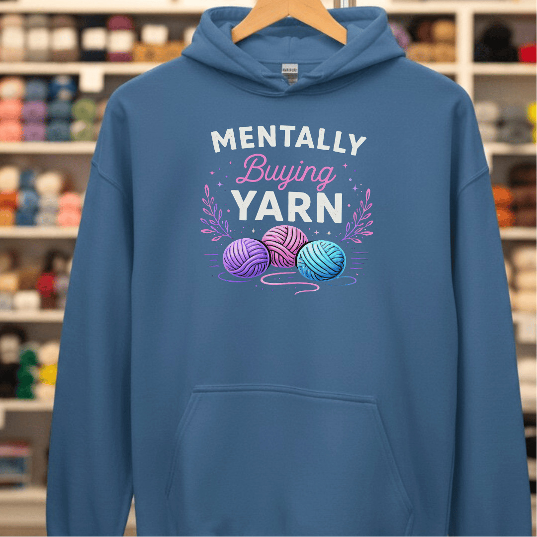 Mentally Buying Yarn Hoodie Indigo Blue / S
