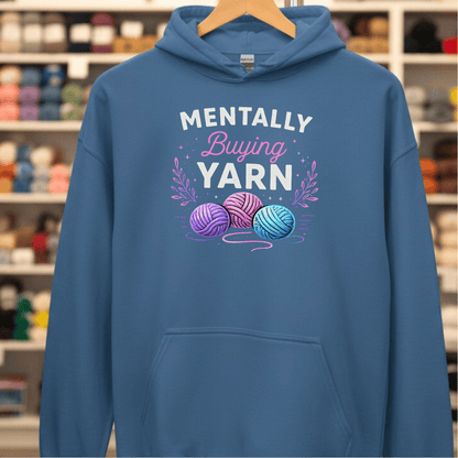 Mentally Buying Yarn Hoodie Indigo Blue / S