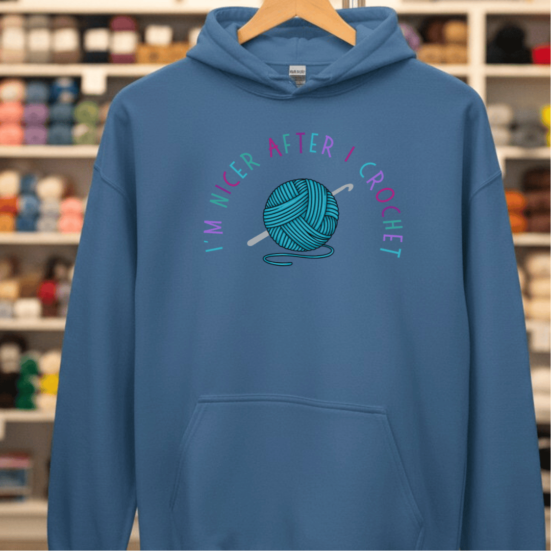 Nicer After Crochet Hoodie Indigo Blue / S