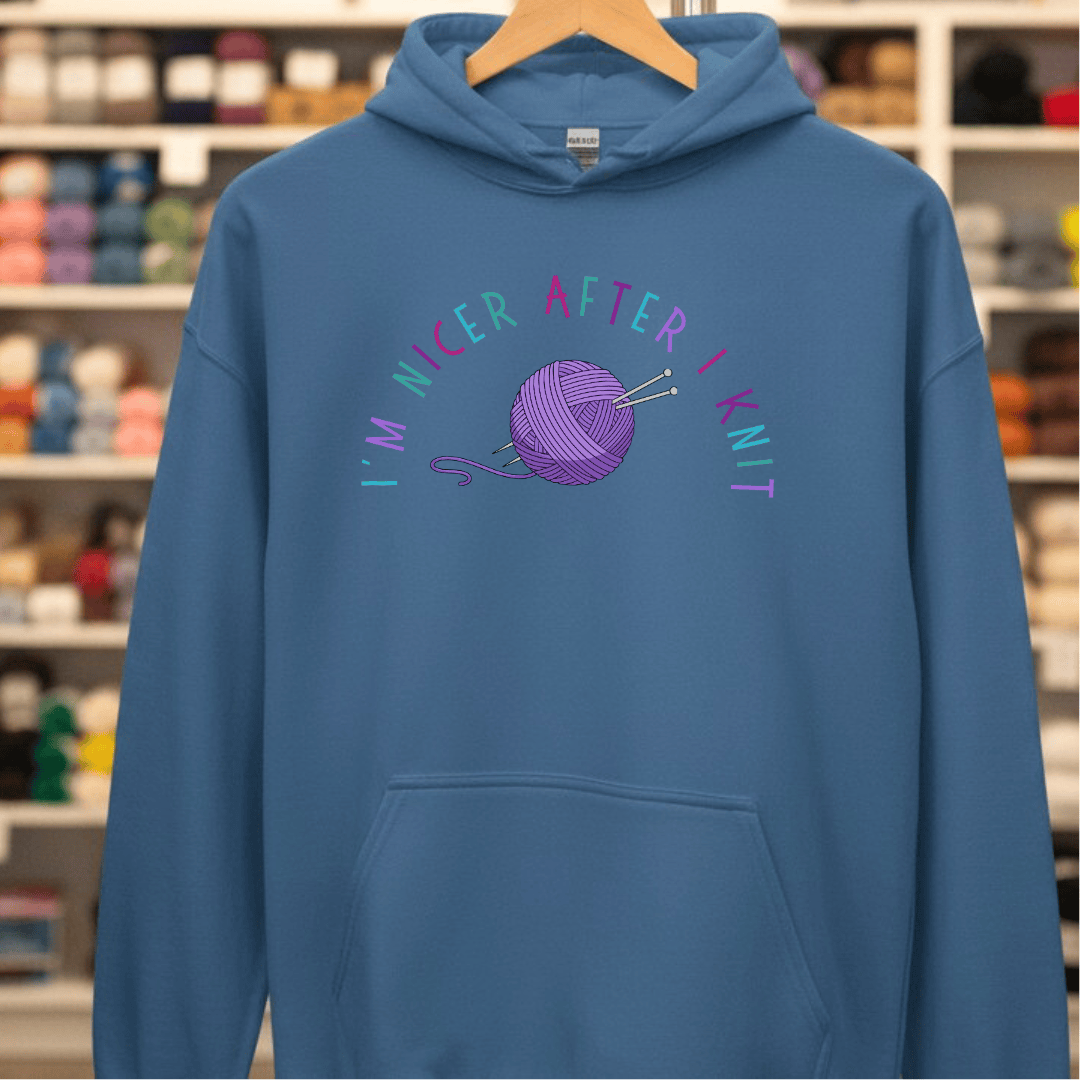 Nicer After Knit Hoodie Indigo Blue / S