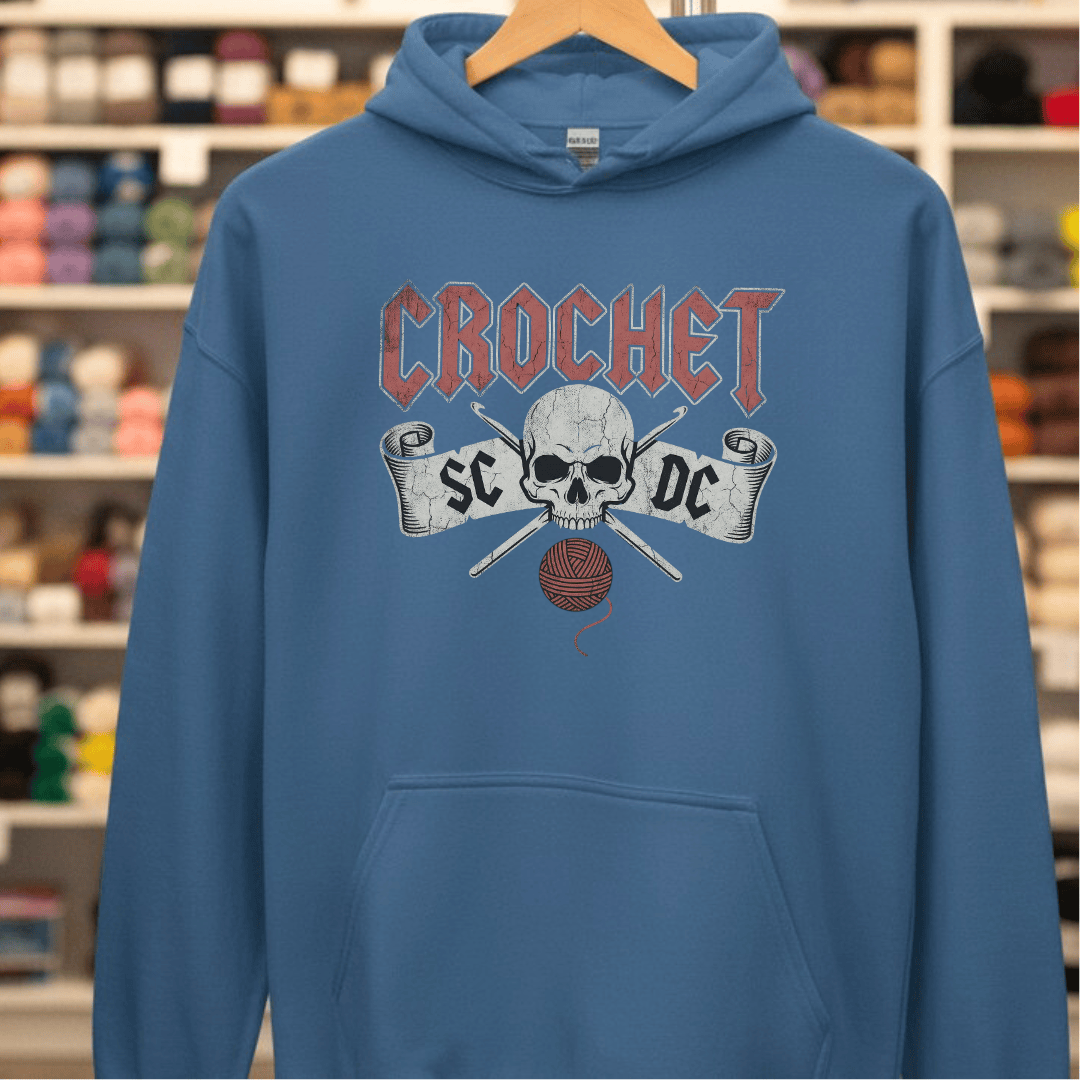 SC / DC Crochet Rock Hoodie Indigo Blue / S
