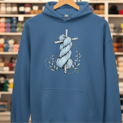 Skein On A Cross Hoodie Indigo Blue / S
