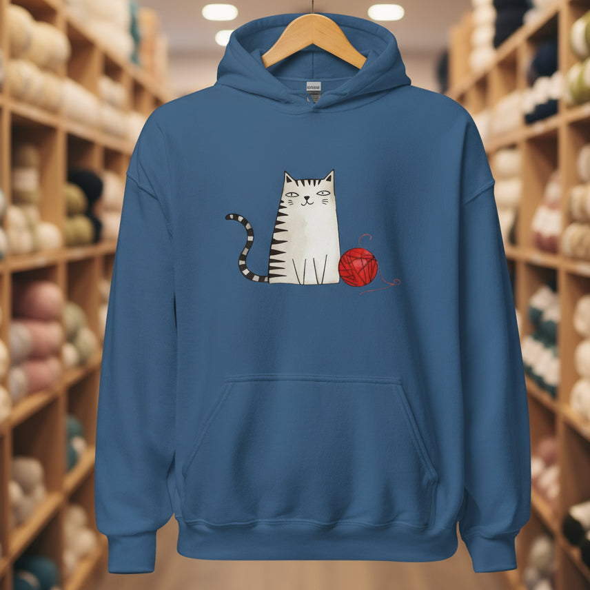 Sketchy Cat Hoodie Indigo Blue / S