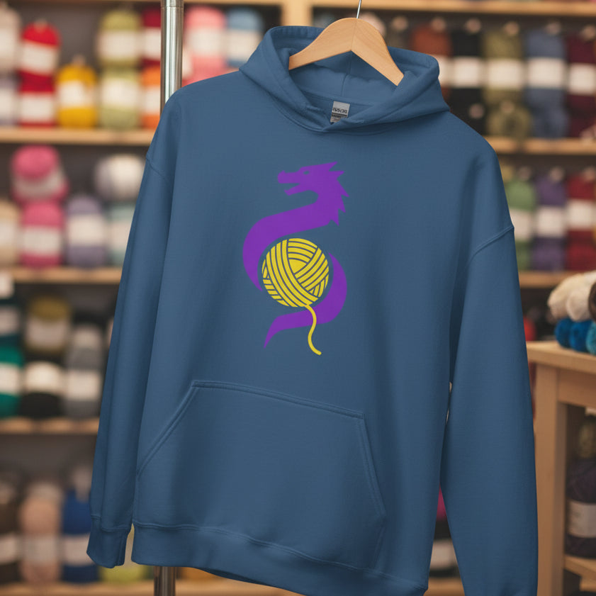 Styalised Dragon Hoodie Indigo Blue / S