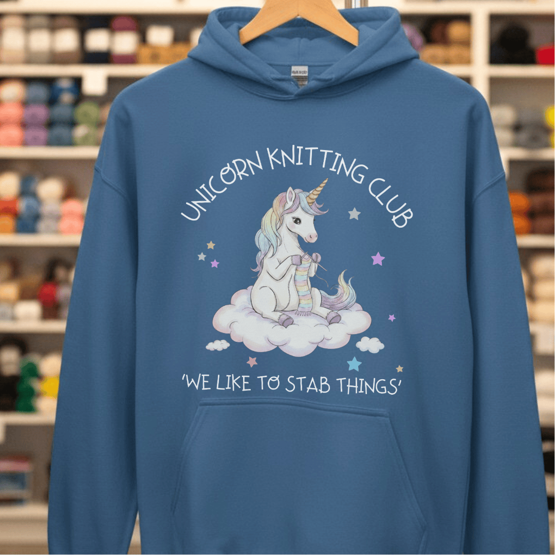 Unicorn Knitting Club Hoodie Indigo Blue / S