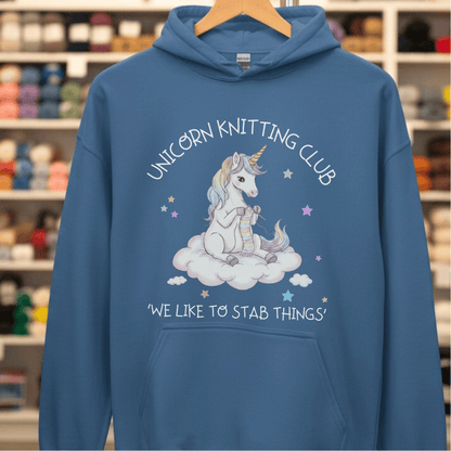 Unicorn Knitting Club Hoodie Indigo Blue / S