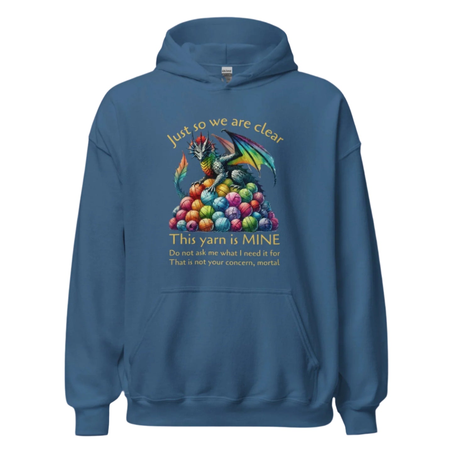 Yarn Dragon with slogan Hoodie Indigo Blue / S