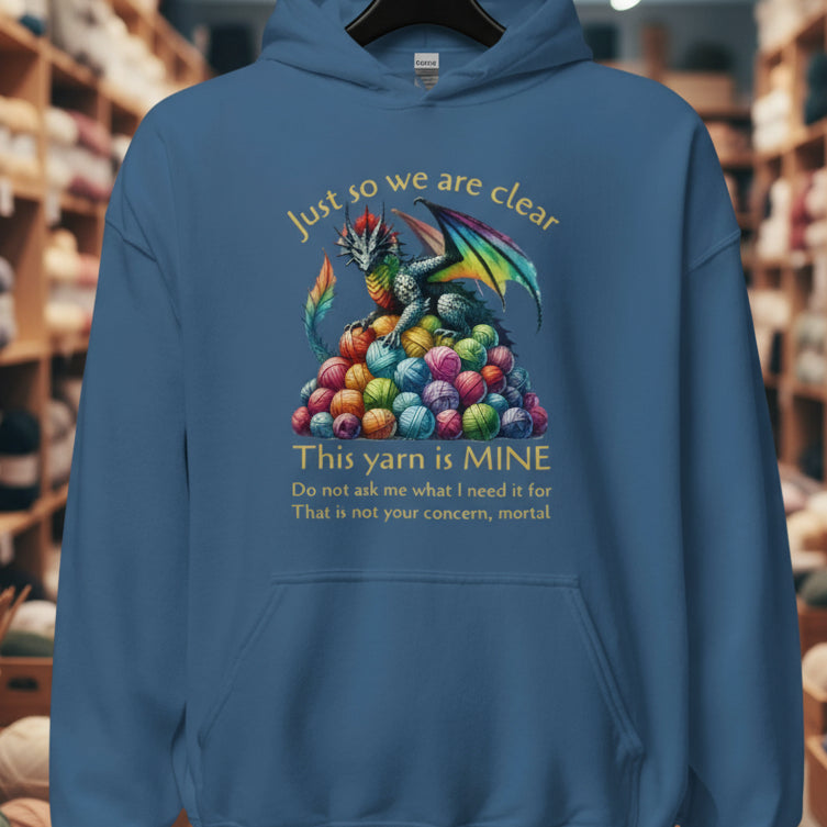 Yarn Dragon with slogan Hoodie Indigo Blue / S