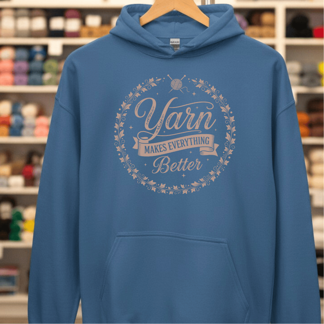 Yarn Makes Everything Better Hoodie Indigo Blue / S