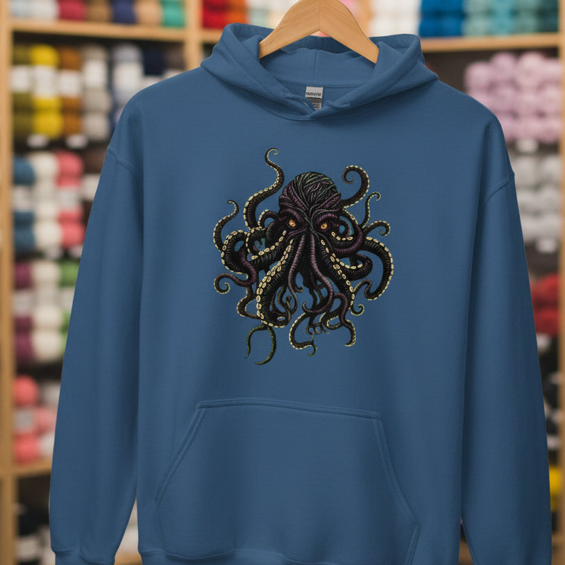 Yarn Sea Monster Hoodie Indigo Blue / S
