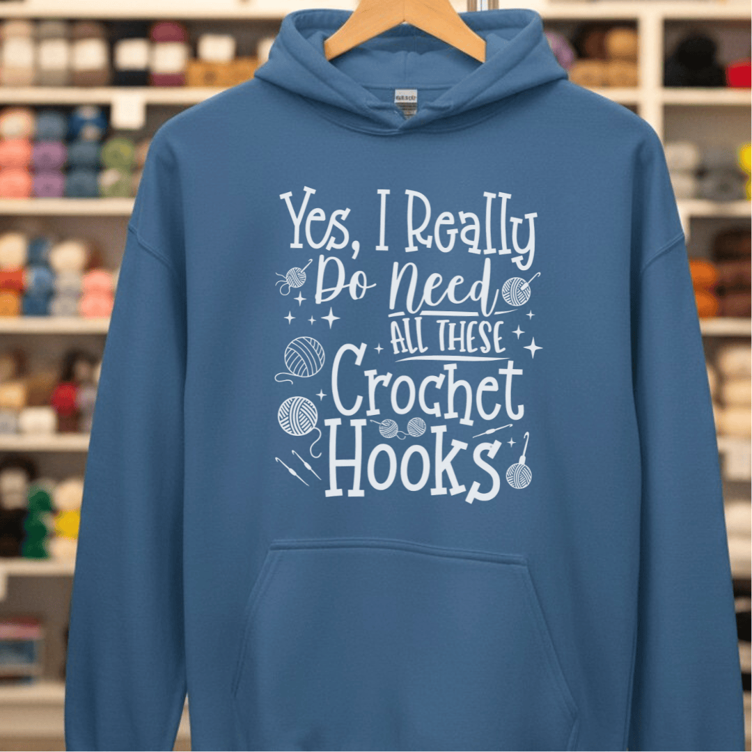 Yes I really Need These Hooks Hoodie Indigo Blue / S