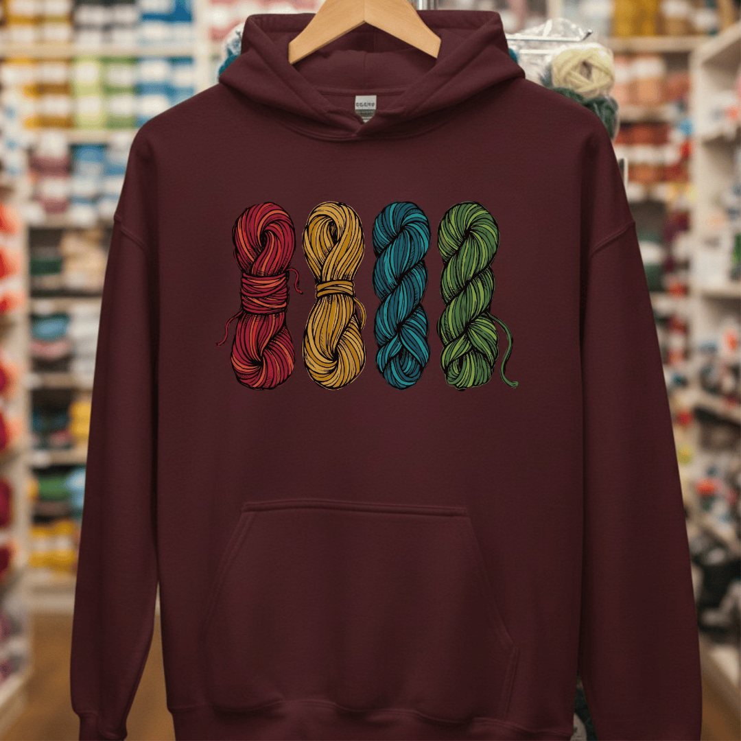 4 Sketched Skeins Hoodie Maroon / S