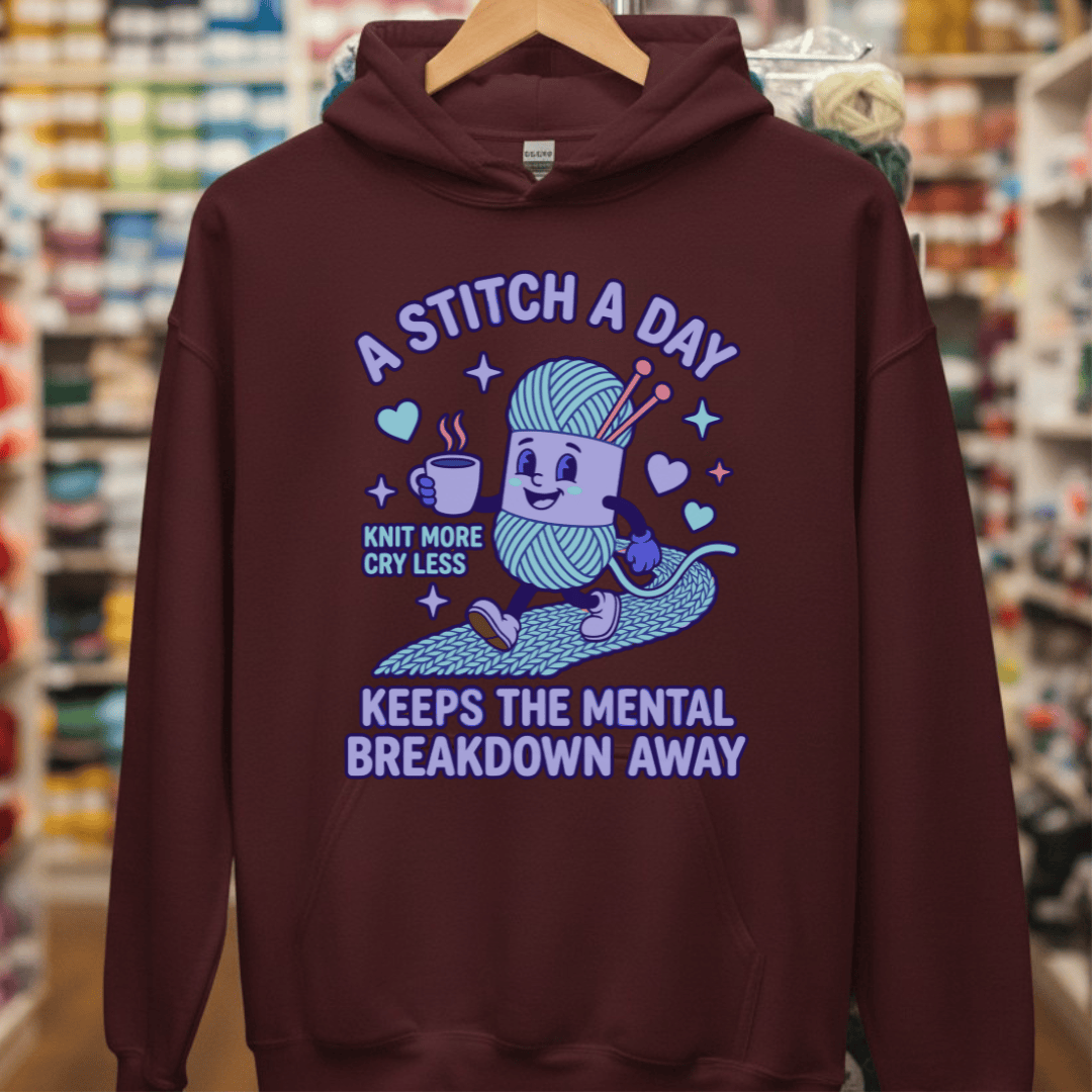 A Stitch A Day Hoodie Maroon / S