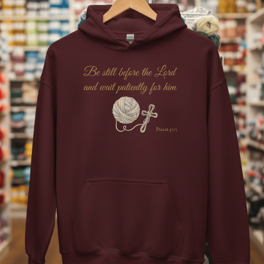 Be Still Psalm 37:7 Hoodie Maroon / S