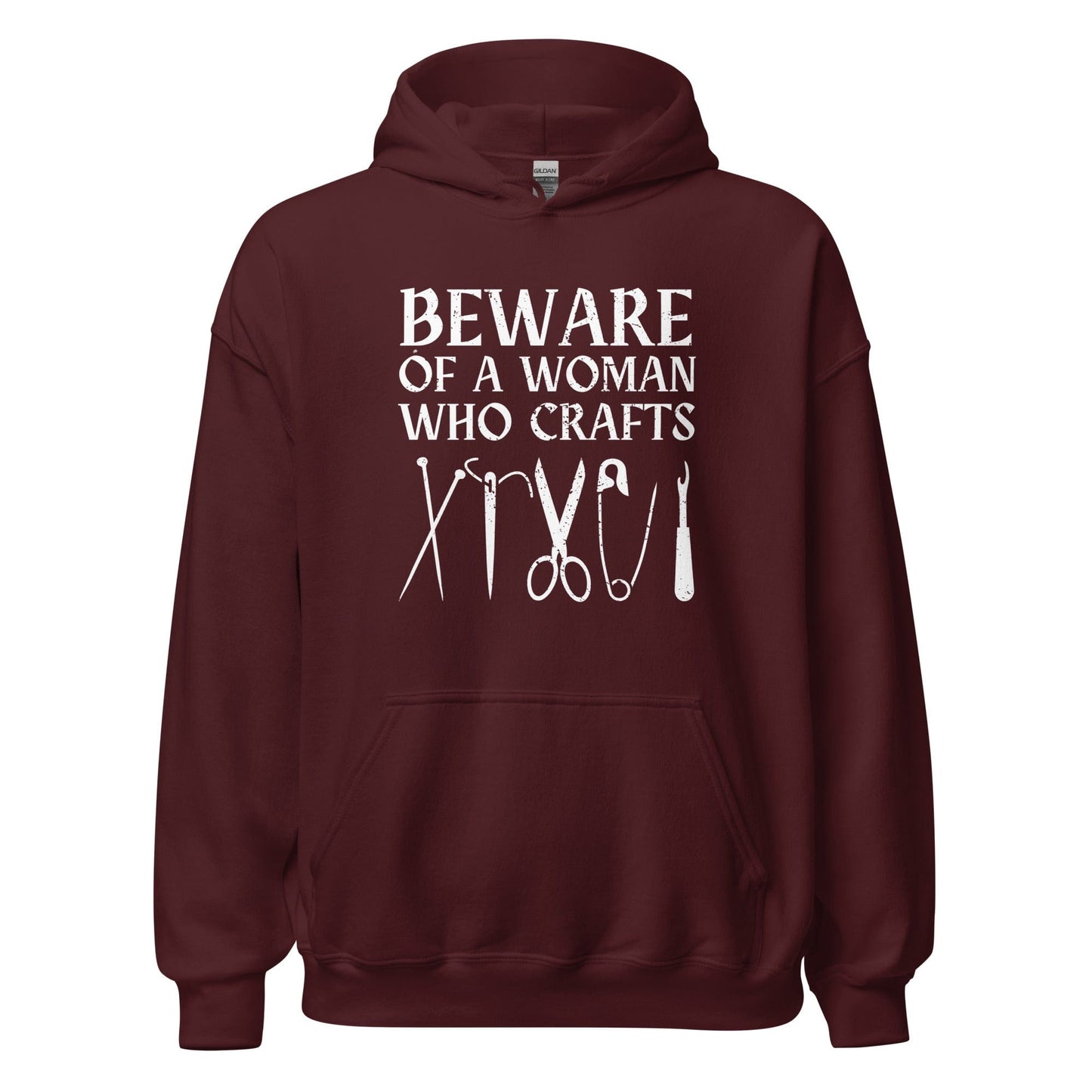Beware of a woman who Crafts Hoodie Maroon / S