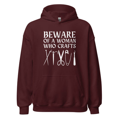 Beware of a woman who Crafts Hoodie Maroon / S