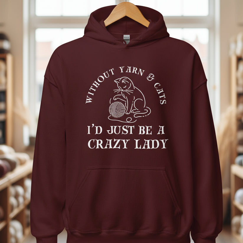 Cats & Yarn Hoodie Maroon / S